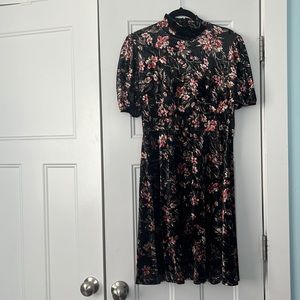 Black dress with red and white flowers